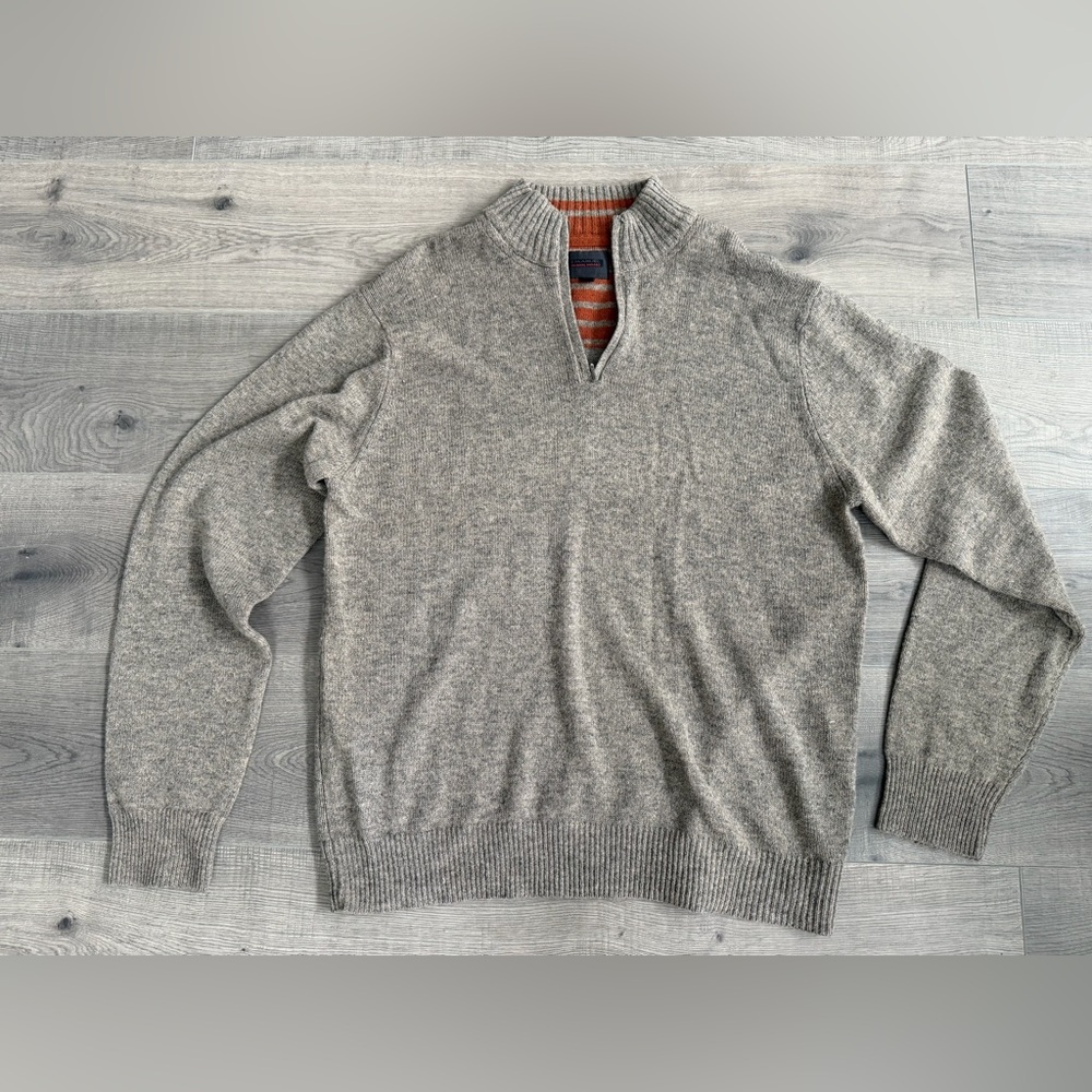 Emanuel Ungaro Lambswool blend Gray Sweater with Quarter Zip XL